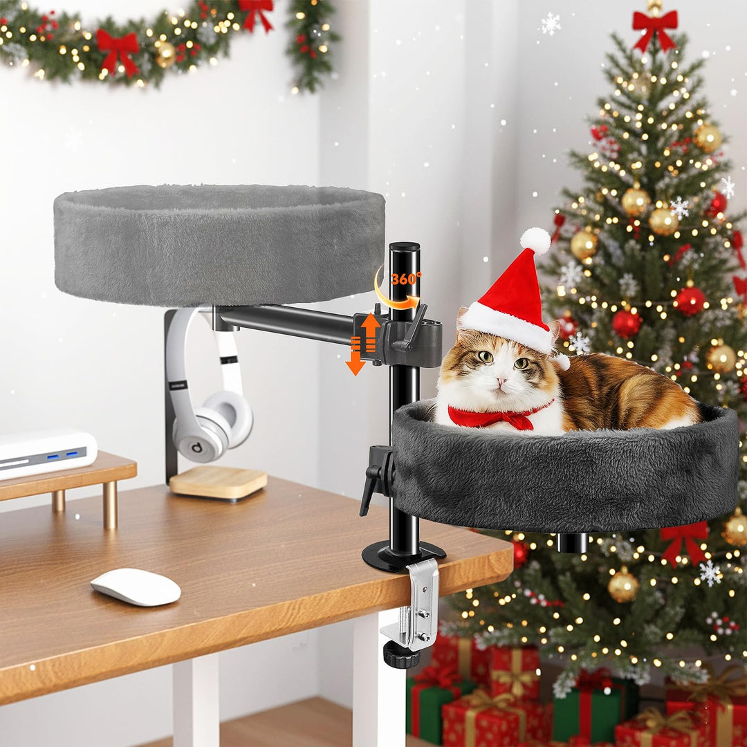 BSWAY Katzenbett für Schreibtisch - Upgraded 360°Drehung, verstellbare Höhe, Kein Bohren Erhöhtes Ka