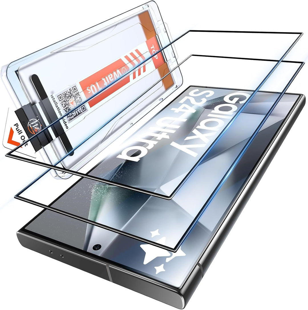 LK für Samsung Galaxy S24 Ultra Panzer Schutz Glas, 2 Stück Vollständige Abdeckung Schutzfolie, Auto