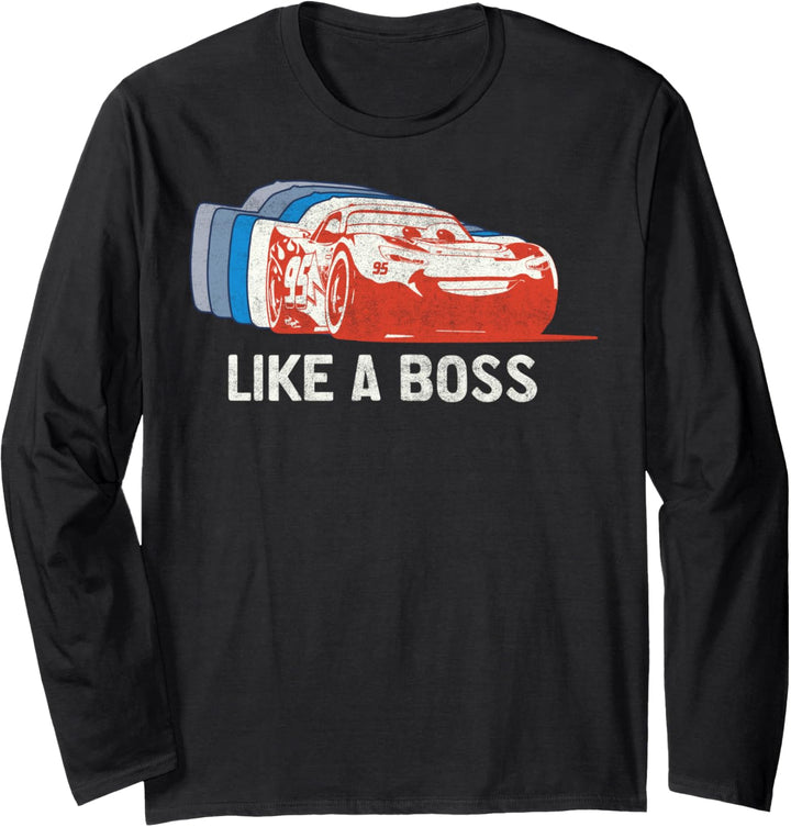 Disney Pixar Cars 2 Lightning McQueen Like A Boss Text Langarmshirt