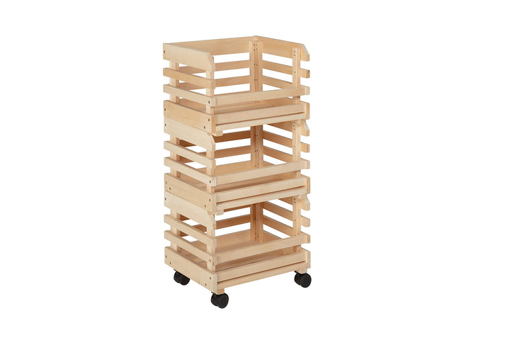Inter Link - Holzkiste - Stapelkiste massivholz – Aufbewahrungskiste, Für Obst, Gemüse, Wein, Garten