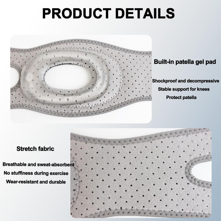 Guiguishiny Patellasehnen-Stützband,Sport Kniebandage mit Patella-Gelpolstern,Patella Kniebandage, V