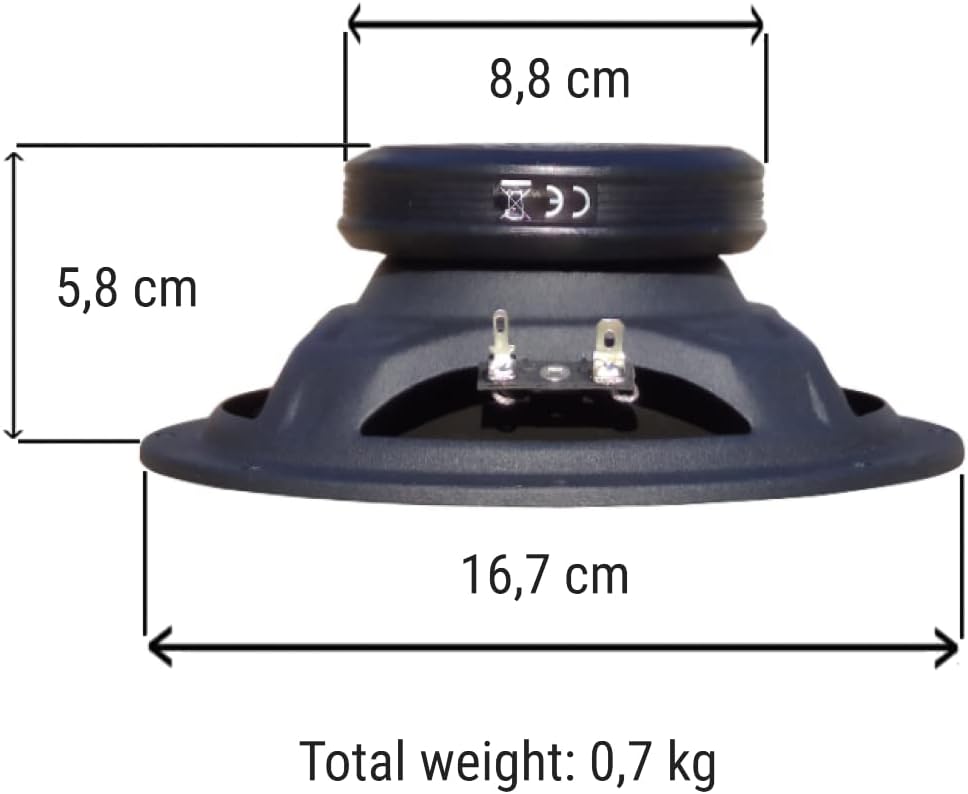 2 tieftöner kompatibel mit HIFONICS Vulcan Series VX6.2W 16,5 cm 165 mm 6,5" Durchmesser 100 watt rm
