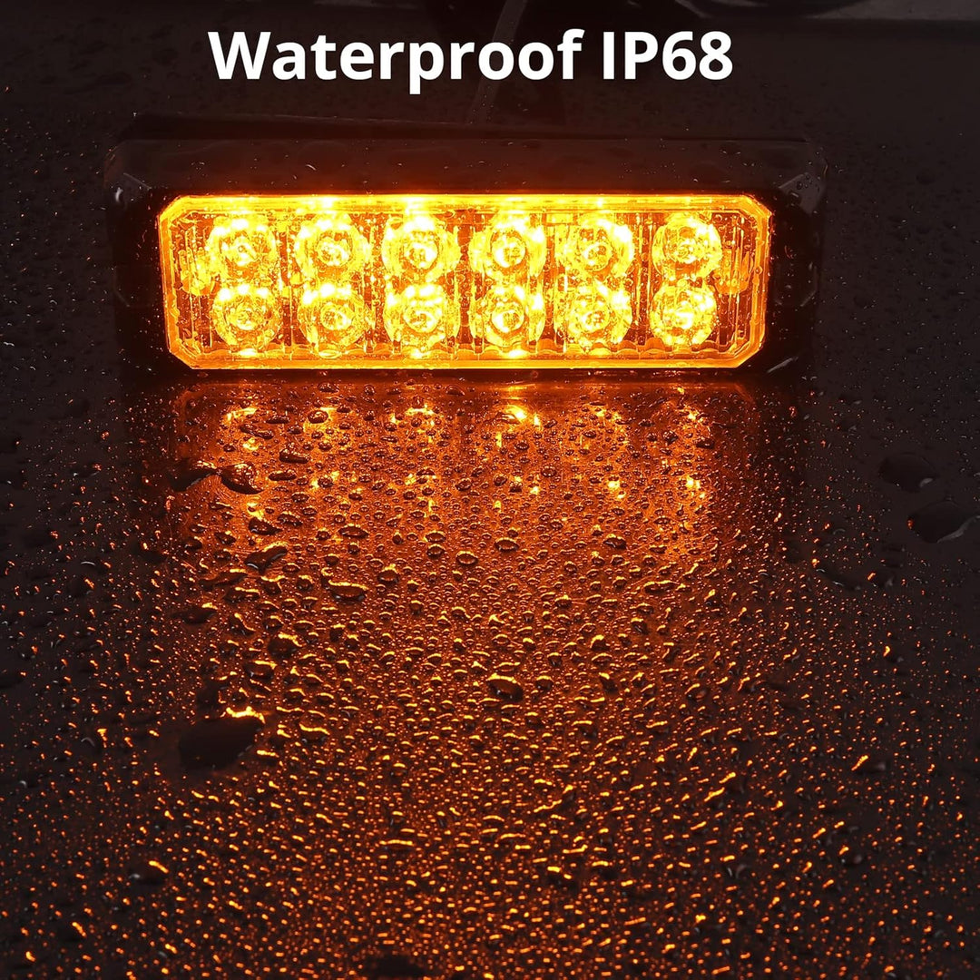 COLFULINE 4 x 12 Led Frontblitzer Blitzer, 12/24V Warnlicht Stroboskoplicht Notfall Licht Wasserdich