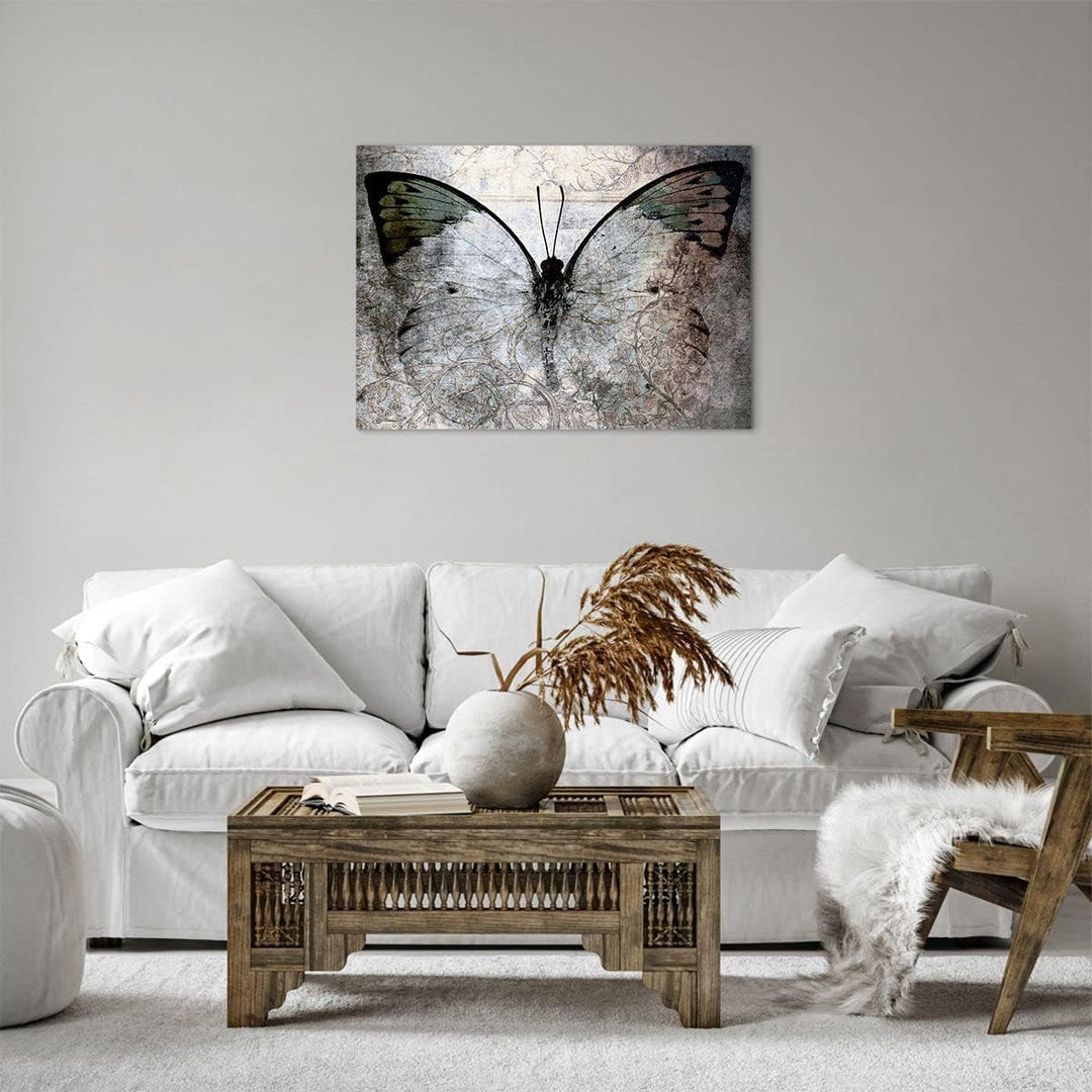 Bilder auf Leinwand Schmetterling Abstraktion Leinwandbild 70x50cm Wandbilder Dekoration Wohnzimmer