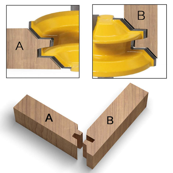 Oberfräser Set, 45 Grad Lock Mitre Router Bit Nutfräser + 8 mm Schaft Zungenschaft und Nutfräse Set