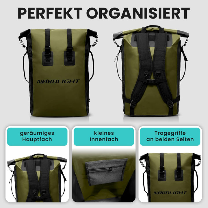Nordlight Wasserdichter Rucksack Dry Bag 35l - Roll Top Rucksack mit gepolstertem Tragegurt, wasserd