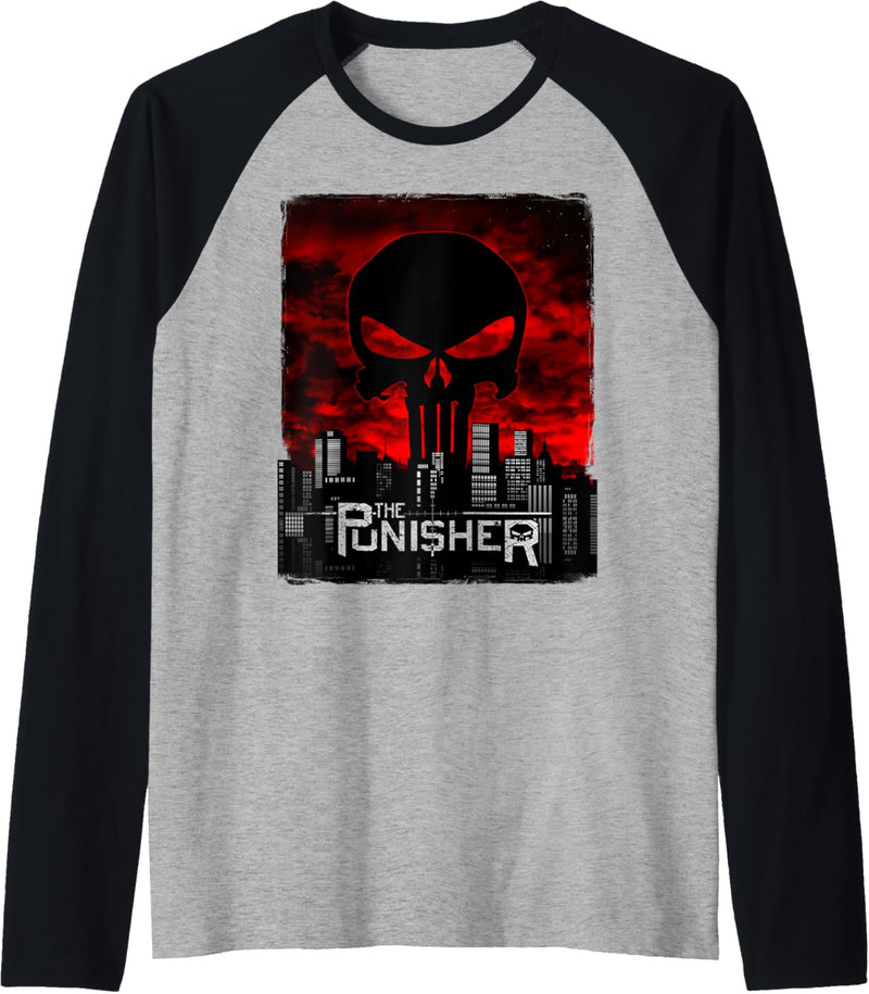 Marvel The Punisher Skyline Cityscape Skull Raglan