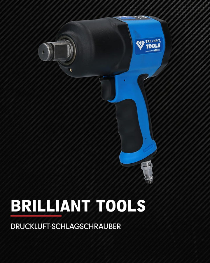 BRILLIANT TOOLS Schlagschrauber Druckluft 3/4" BT160200 1.800 Nm I Druckluft Schlagschrauber in 3-St