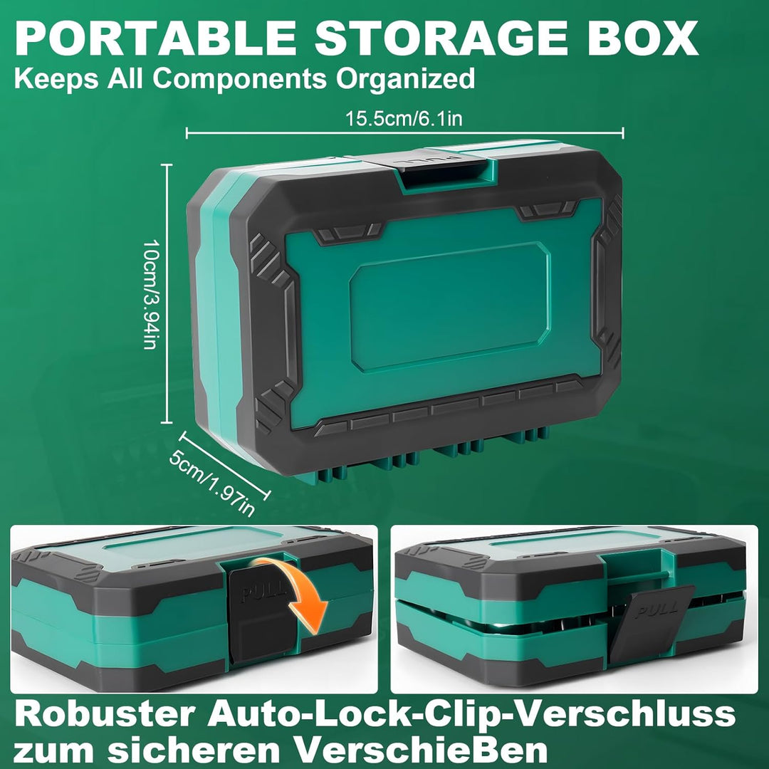 40-tlg Werkzeugkoffer,1/4 Zoll Ratschenschlüssel Set,Steckschlüsselsatz,Bits,Magnetgriff,Verlängerun