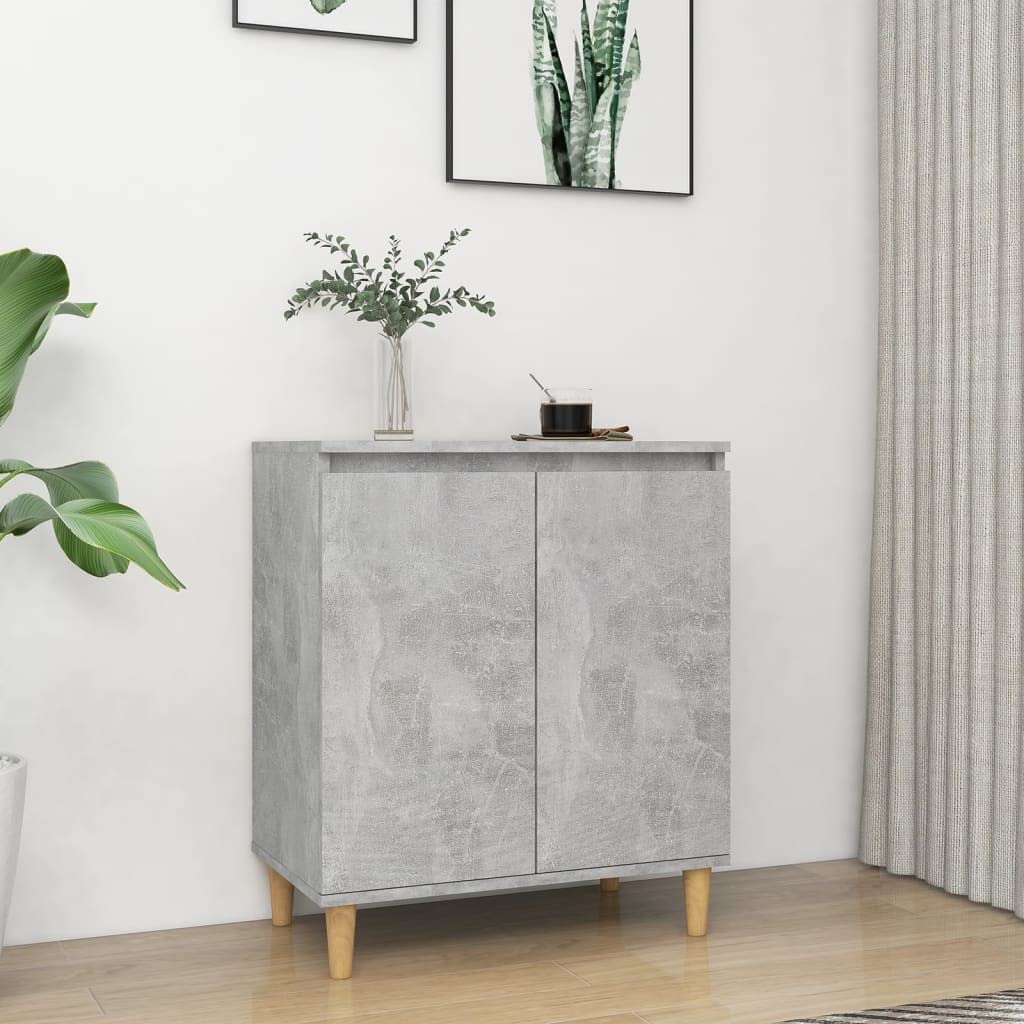WIFESE Sideboard mit Massivholz-Beinen Betongrau 60x35x70 cmKomodenschrank KüChenschrank Komode Schr