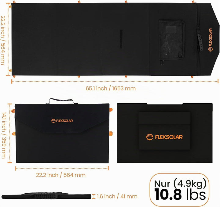 FlexSolar 120W faltbare Solarpanel-Ladegeräte 20-28V DC Ausgang, IP65 wasserdicht - Notstrom-Solarmo