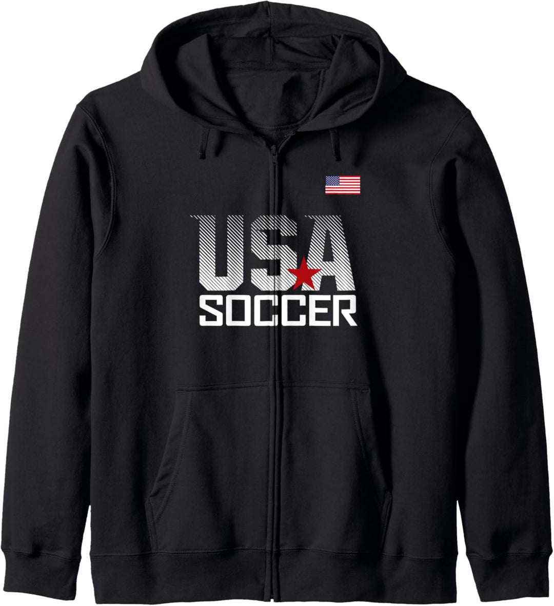 Trendy USA Soccer Red Star American Flag Pocket Logo Kapuzenjacke