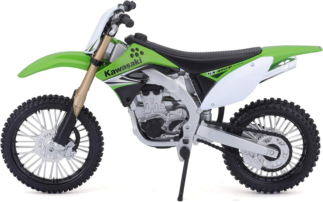 Bauer Spielwaren 2049755 Maisto Kawasaki KX 450F: Originalgetreues Motorradmodell 1:12, mit beweglic