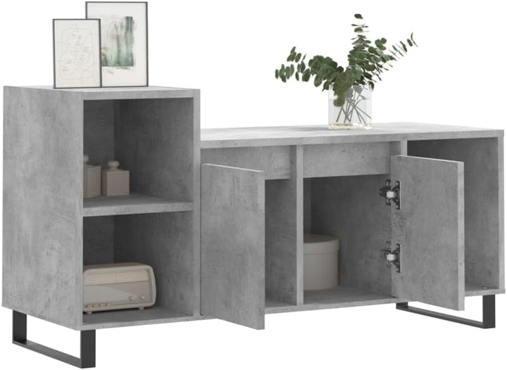 TV-Schrank, Zementgrau, 100 x 35 x 55 cm, mehrschichtiges Holz, Metall, TV-Schrank, Vitrine mit Türe