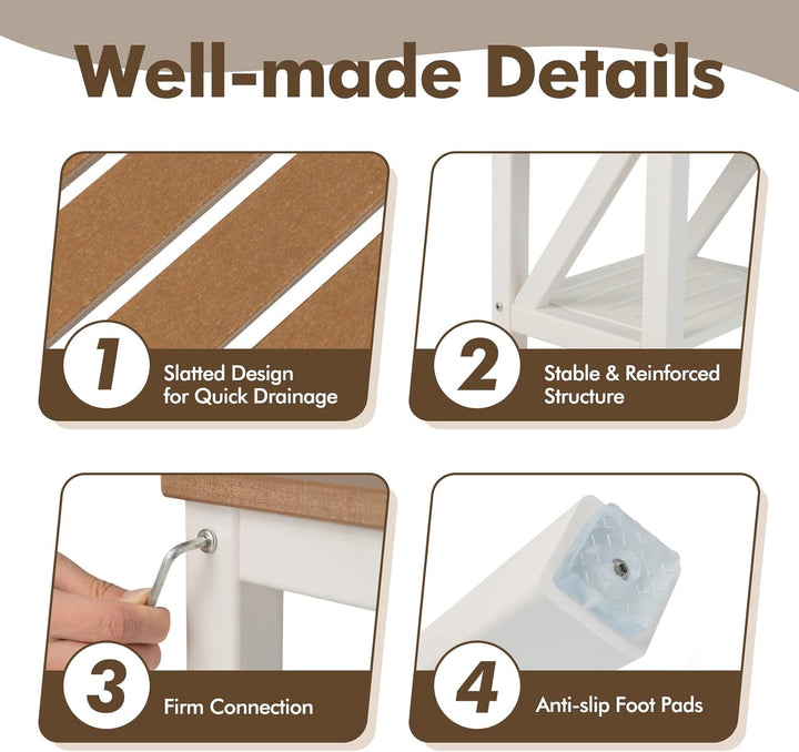 RELAX4LIFE Duschbank mit Ablage, Badhocker mit Rutschfesten Füssen, Duschstuhl bis 150 kg Belastbar,