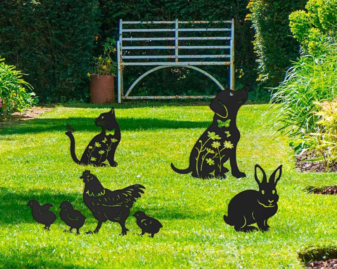Gartenstecker - Metall Huhn - Rostfiguren für den Garten - Rostige Tiere - Dekorative Tiere für den