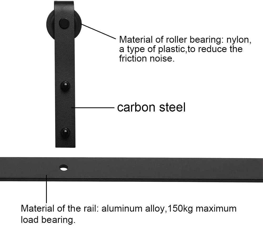 LWZH 5FT/152 cm Schiebetürbeschlag Set Barn Door Hardware Kit Laufschienen für Schiebetür Hängeschie