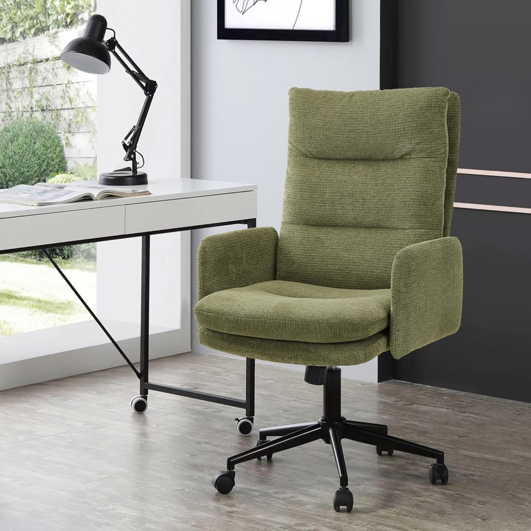 IWMH Schreibtischstuhl mit Hoher Rückenlehne,Bürostuhl Ergonomisch aus Kaschmir, Schminktisch Stuhl