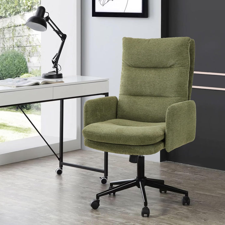 IWMH Schreibtischstuhl mit Hoher Rückenlehne,Bürostuhl Ergonomisch aus Kaschmir, Schminktisch Stuhl