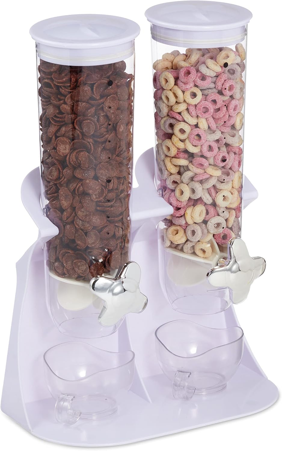 Relaxdays Müslispender doppelt, Cerealienspender für Müsli, Cornflakes, Süssigkeiten, Snackspender K