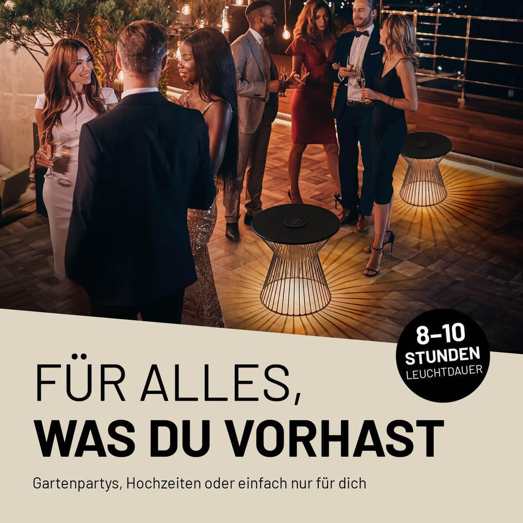 Lumaland Beistelltisch mit LED-Solarbeleuchtung | Ideal als Couchtisch, Nachttisch, Wohnzimmertisch,
