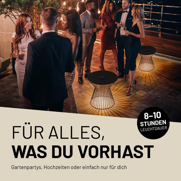 Lumaland Beistelltisch mit LED-Solarbeleuchtung | Ideal als Couchtisch, Nachttisch, Wohnzimmertisch,
