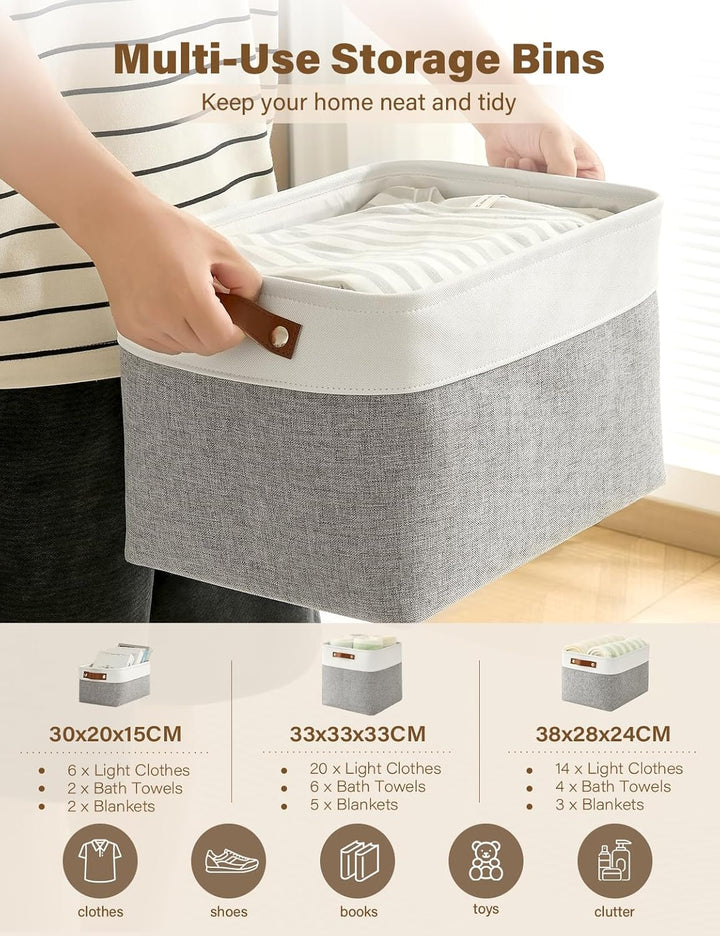 Klappbare Aufbewahrungskörbe für Regale Schrank 4-teilig Grosse Stoff-Organizer-Boxen mit Griffen Wa