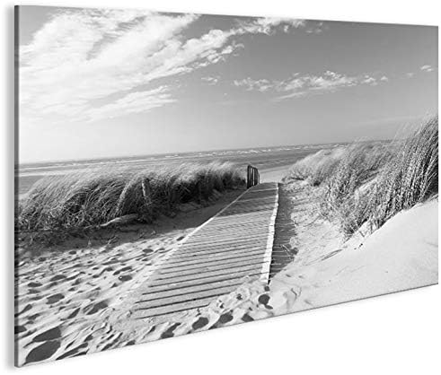 islandburner Bild Bilder auf Leinwand Strand Schwarz/Weiss Nordseestrand Langeoog 1p XXL Poster Lein