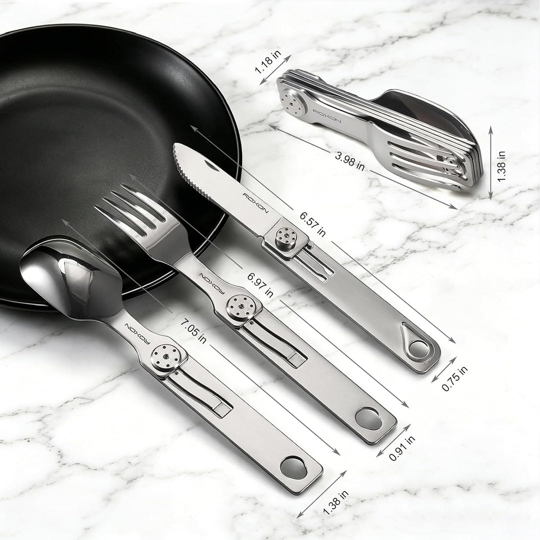 ROXON C1S 3 in 1 Camping Utensils Detachable Cutlery Knife Spoon Frok for Outdoor Camping Hiking, Ed