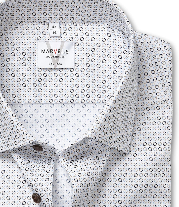 Marvelis Herren Businesshemd Langarm 722584,Rotationsdruck,Modern Fit,New Kent 47 Natur 22, 47 Natur