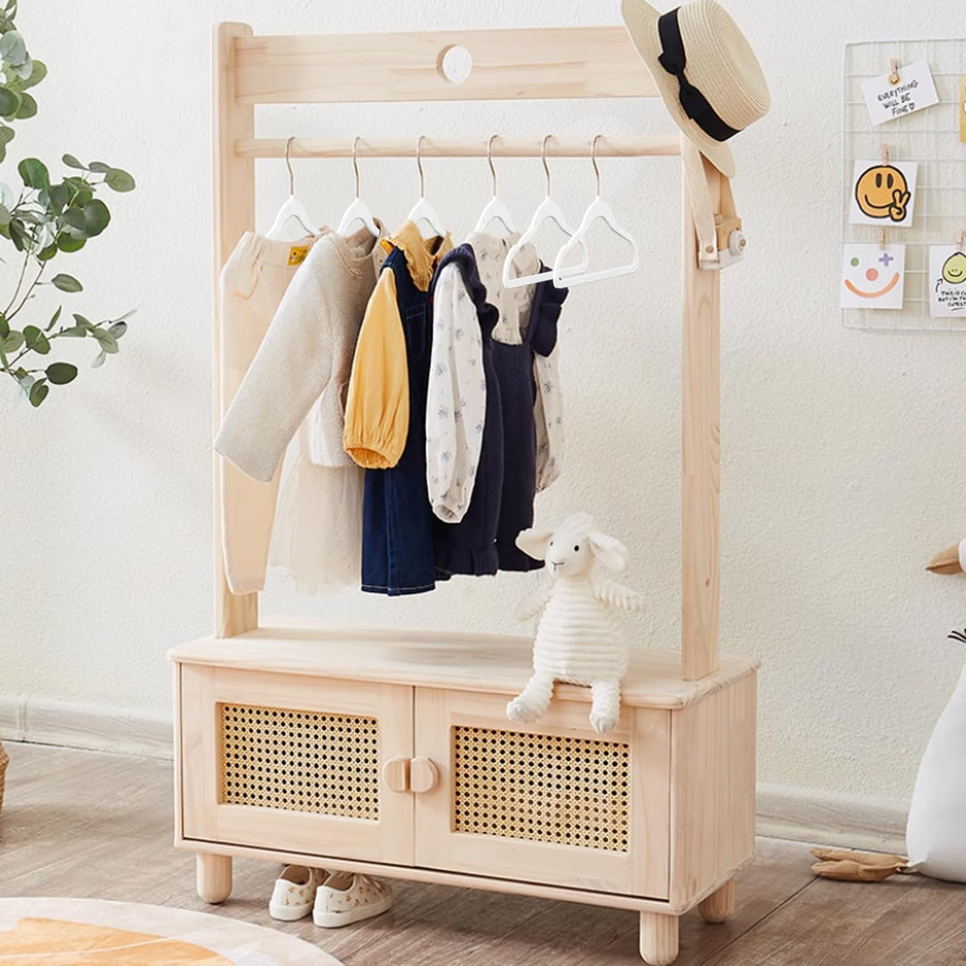 Wellong Kleiderbügel für Kinder, 35 cm Kinderkleiderbügel aus Samt, rutschfeste Kleiderbügel mit 360