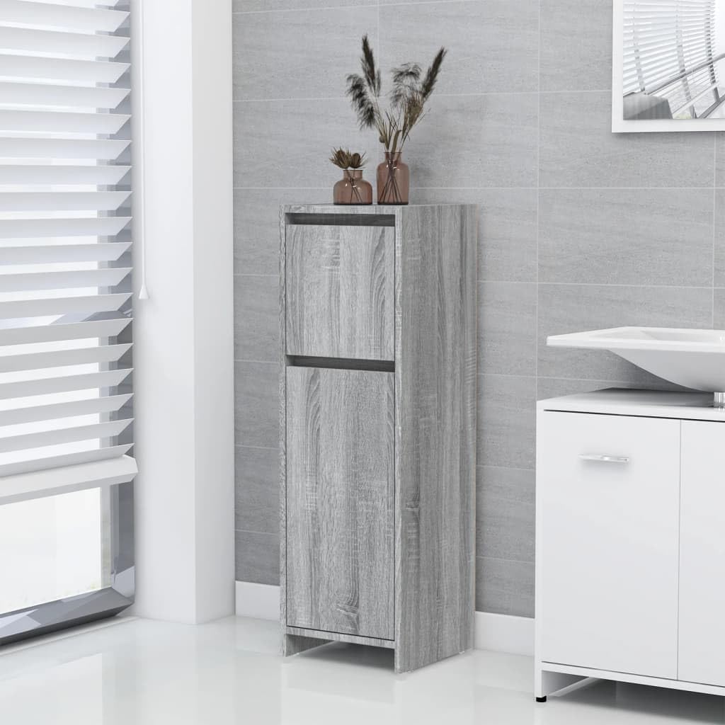 vidaXL Badschrank Grau Sonoma 30x30x95 cm Holzwerkstoff, Grau Sonoma