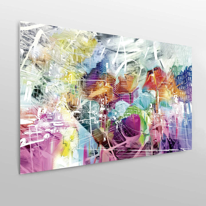 Kopfteil für Bett, PVC, Digitaldruck, Bunte Stadt, 100 x 60 cm, Original-Kopfteil 100x60cm, 100x60cm