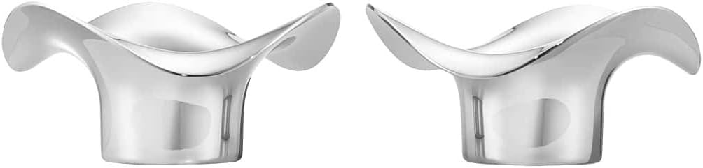 Georg Jensen Cobra-Teelichthalter, 2 Stück, aus hochglanzpoliertem Edelstahl