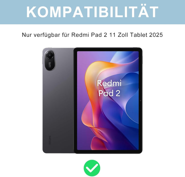 Hülle mit Tastatur für Xiaomi Redmi Pad 2 11 Zoll 2025/Redmi Pad SE 11 Zoll 2023 mit Stifthalter, Ma