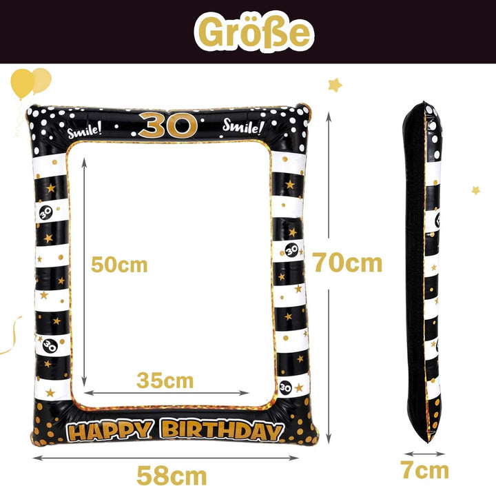 30. Geburtstag Fotobox Accessoires Männer 34 Stück Photobooth und 1 Stück Aufblasbarer Fotorahmen Ph