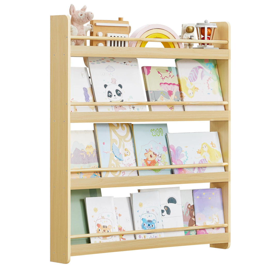 SONGMICS Bücherregal Kinder, Kinderregal mit 4 Ebenen, Spielzeugregal, Wandregal, für Kinderzimmer,