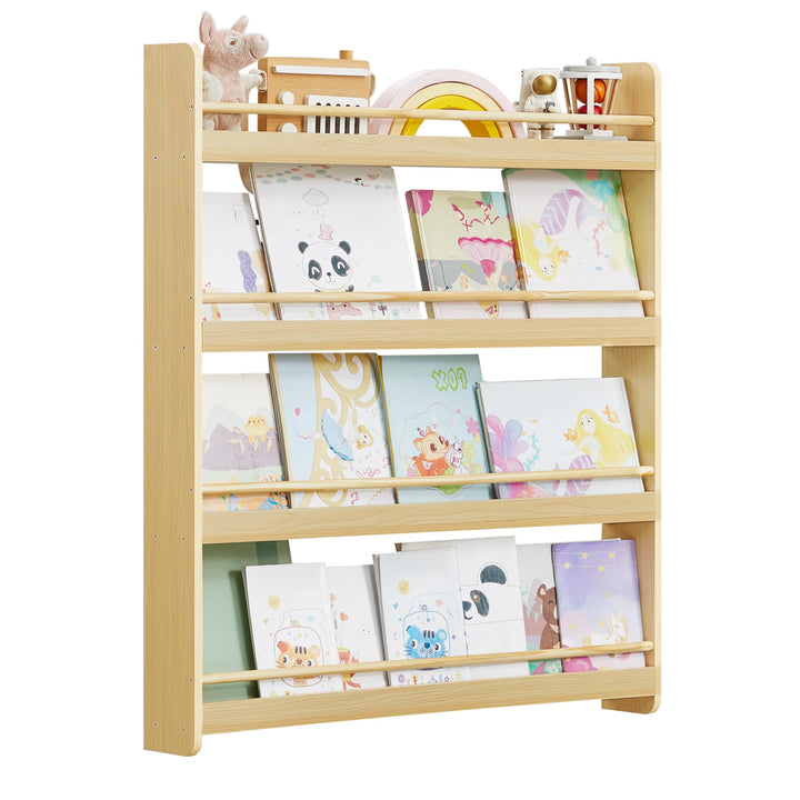 SONGMICS Bücherregal Kinder, Kinderregal mit 4 Ebenen, Spielzeugregal, Wandregal, für Kinderzimmer,