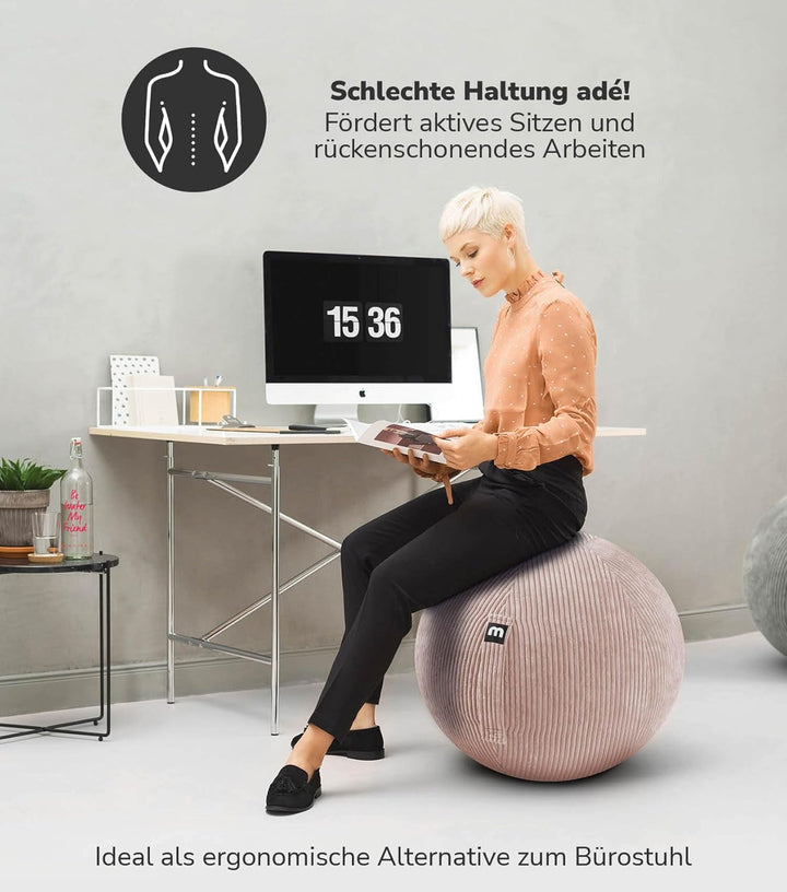 mokebo Stoff Sitzball Büro ergonomisch 'Der Sportliche', Sitzball mit Pumpe oder Pezziball mit Stoff