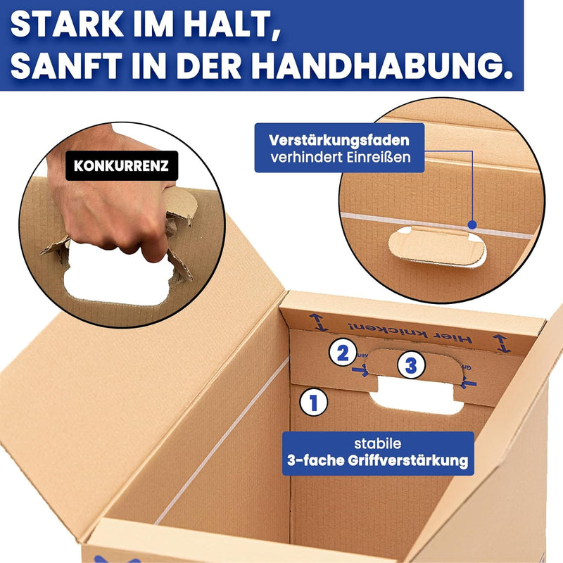 KK Verpackungen 25 x UMZUGSKARTONS ZWEIWELLIG - 634 x 290 x 326 mm - MOVEBOX - 2.20 EB Welle aus Pap