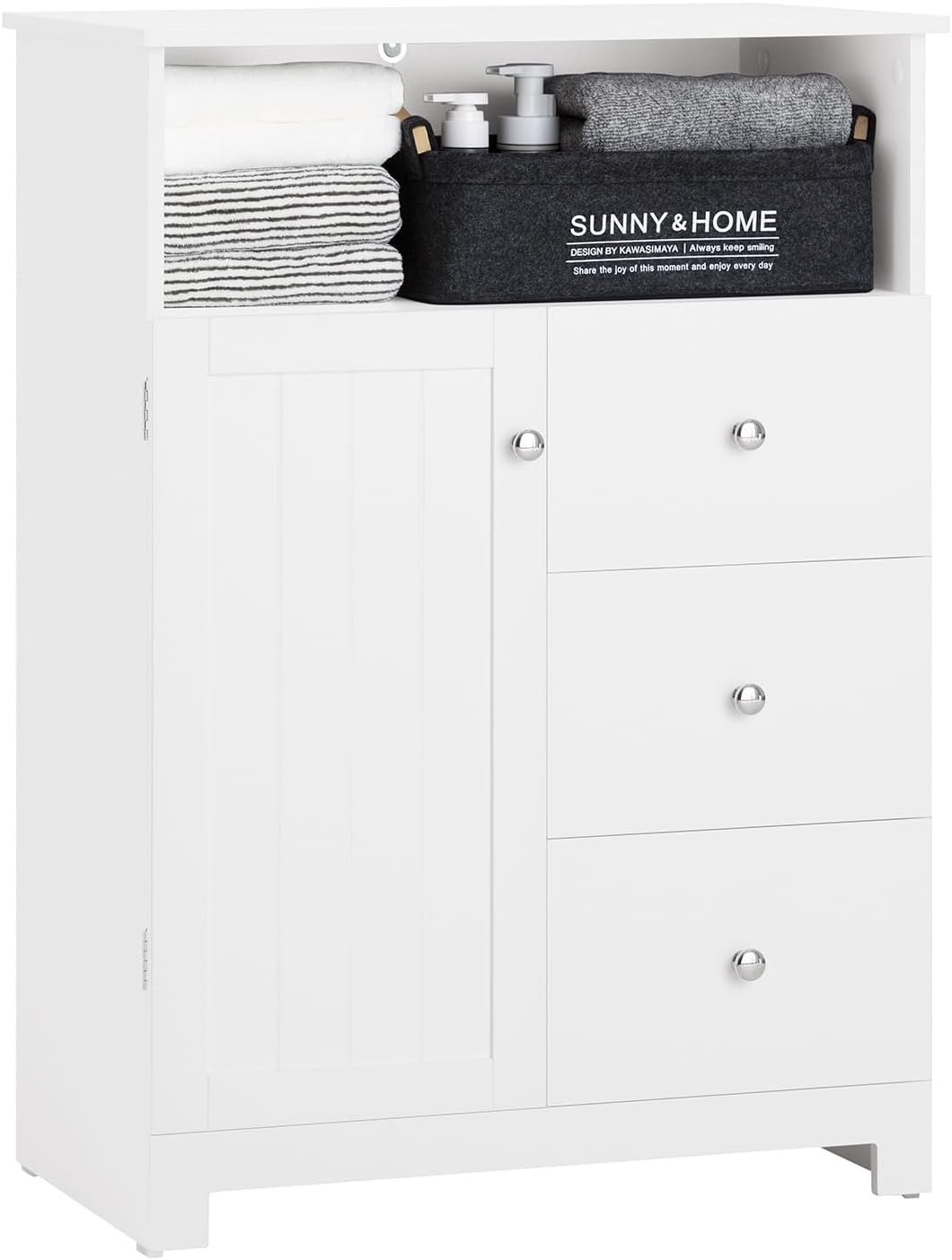 SoBuy BZR107-W Badkommode Badschrank Kommode fürs Bad Badezimmerschrank Aufbewahrungsschrank Flursch