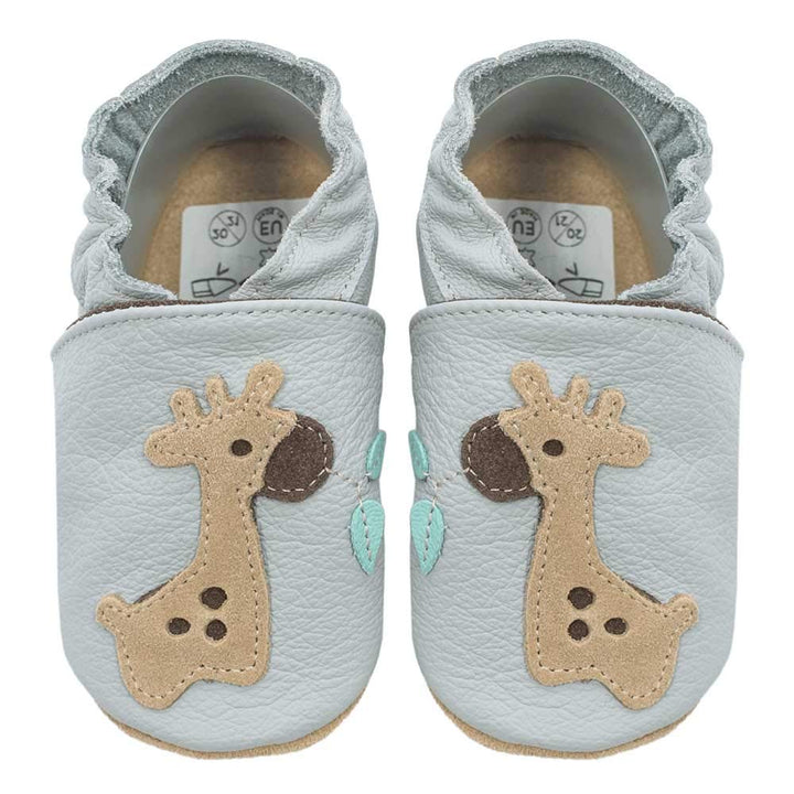 HOBEA-Germany Kitaschuhe Safestep, Kinderhausschuhe, Lederschuhe 20/21 EU Giraffe Grau, 20/21 EU Gir