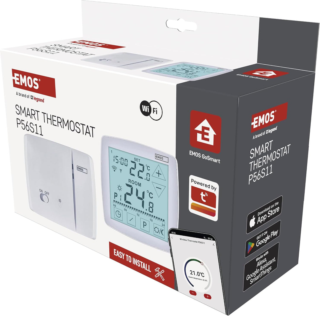 EMOS GoSmart - Smart Home Raumthermostat mit App - WiFi - Open Therm Thermostat - tragbare Steuerein