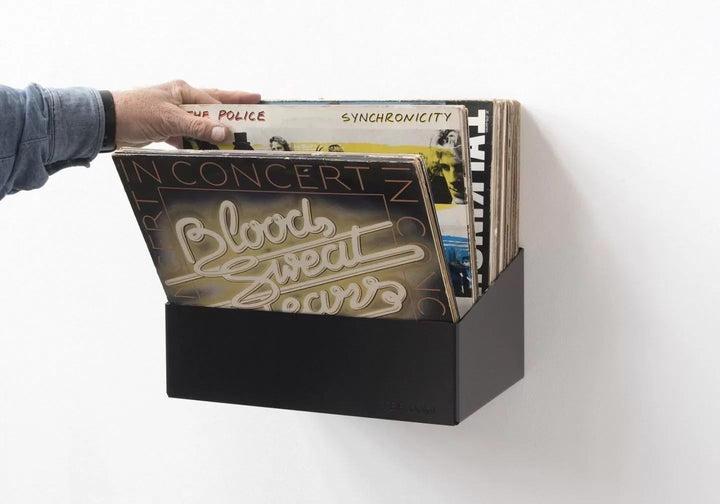 TEEbooks – 1 Schallplatten Wandhalterung 32 cm | Vinyl Regal aus Stahl Schwarz | Unsichtbares Schall