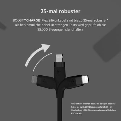 Belkin BoostCharge Flex Silikon-USB-A/Lightning-Kabel, 2 m, MFi-zertifiziertes Ladekabel für iPhone 