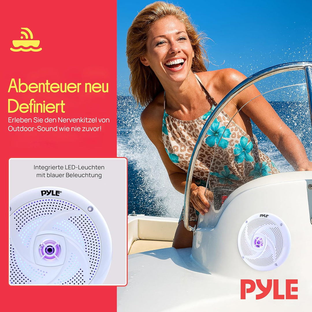 Pyle Outdoor Lautsprecher, Aussenlautsprecher Wasserfest, 100W- Marine Lautsprecher, Einbaulautsprec