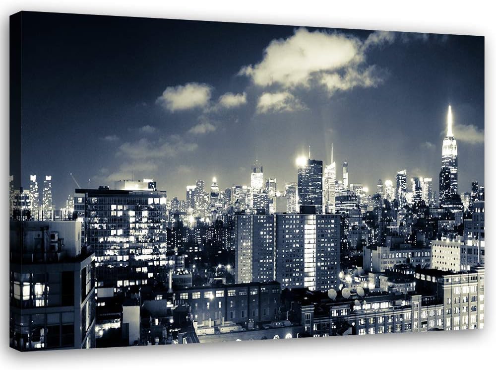 Feeby Wandbild Stadt Druckbild Leinwandbild Architektur Grau 100x70 cm Leinwandbild 100x70 cm Grau_b