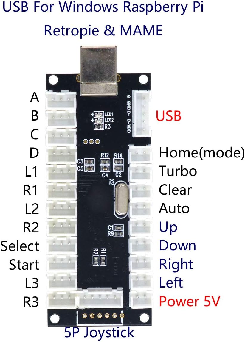 SJ@JX Arcade Game LED DIY Kit Mechanische Tastatur Schalter Arcade LED Taste LED Joystick Controller