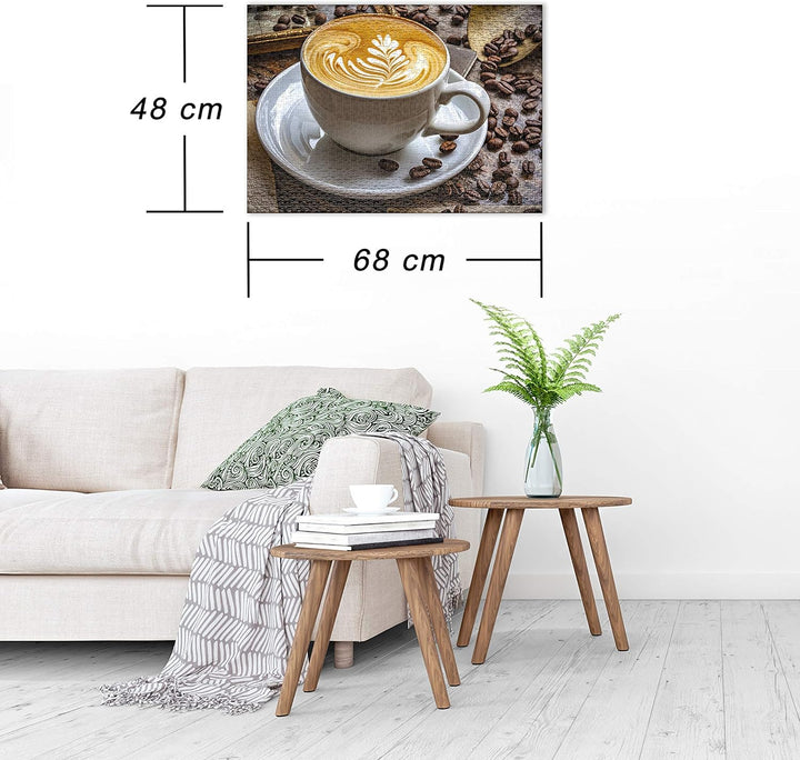 Ulmer Puzzleschmiede - Puzzle „Aroma“– Klassisches 1000 Teile Puzzle – Puzzlemotiv Tasse Kaffee Latt