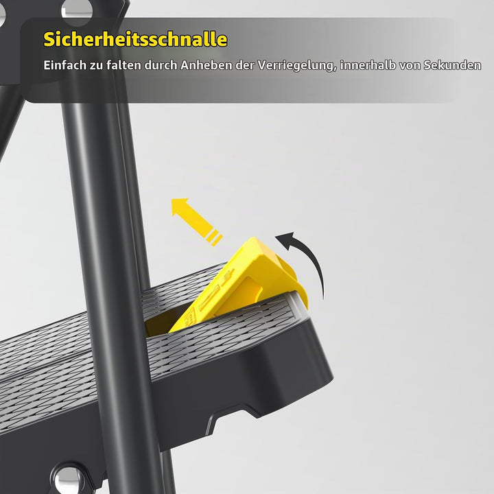 KINGRACK Leiter 4 Stufen, trittleiter 4 Stufen klappbar, mit rutschfestem, breitem Pedal und Handläu